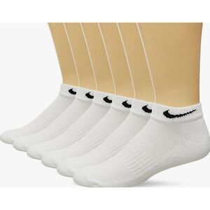 Nike Dri-FIT Cushion Low-Cut Training Socks 6 Pairs White Large 8-12